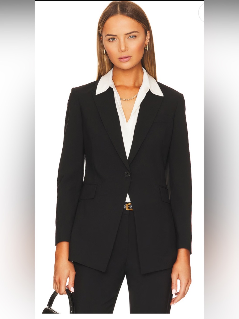 Theory 96% Merino Wool Etiennette Blazer with Feminine Silhouette Blue Size 8